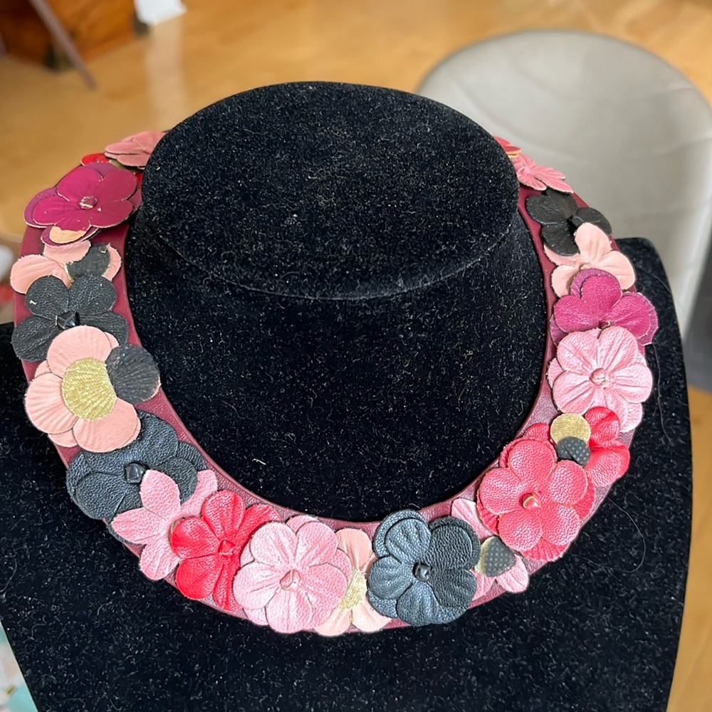 Handmade Leather floral necklace